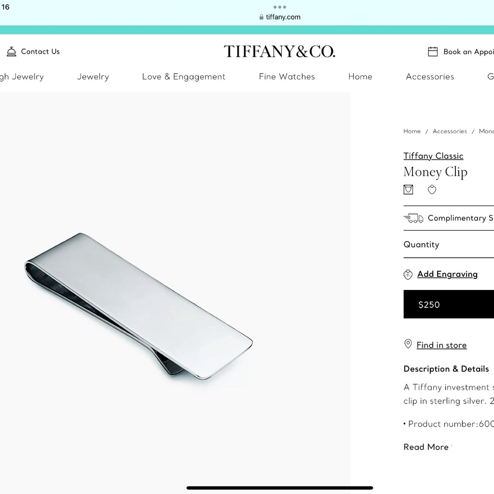 Tiffany Classic Money Clip
